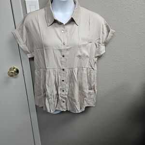 Heyson - Casual Beige Button-Up Women's Top - Large